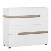 Chelsea Bedroom 4 Drawer Chest in White with an Truffle Oak Trim
