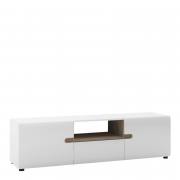Chelsea Living Wide TV Unit in White with an Truffle Oak Trim