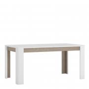 Chelsea Living Extending Dining Table in white with an Truffle Oak Trim