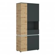 Luci 4 Door Tall Display Cabinet RH (including LED lighting) in Platinum and Oak