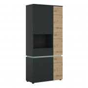  Luci 4 Door Tall Display Cabinet LH (including LED lighting) in Platinum and Oak