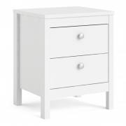 Madrid Bedside Table with 2 Drawers finished in White