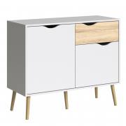 Oslo Sideboard - Small - 1 Drawer 2 Doors in White and Oak