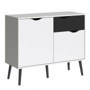 Oslo Sideboard - Small - 1 Drawer 2 Doors in White and Black Matt