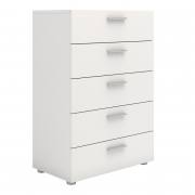 Pepe Chest of 5 Drawers in White