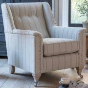 Alstons Evesham accent chair in fabric 4550, grey ash/brushed nickel castor legs