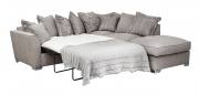 Barley Silver with 5 pillows in Lotty Silver and 4 in main fabric; and scatter cushions in  Script Grey