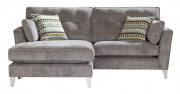 Pictured in fabric 0277 with large scatter cushions in 0023 and Chrome legs.