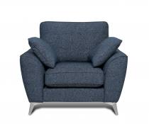 Bretton chair shown in Jose Dark Blue fabric with Chrome metal feet 