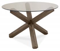 The Bentley Designs Turin Dark Oak Circular Glass Table 