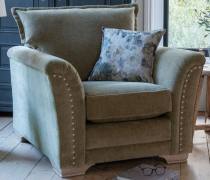 Alstons Evesham chair in fabric 4629, scatters in 4120, grey ash feet