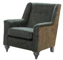 Alstons Darwin woodstock accent chair in fabric 5770, contrasting outside arm in 5000