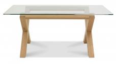 Bentley Designs - Turin Light Oak Glass Top Dining Table - 6 Seater