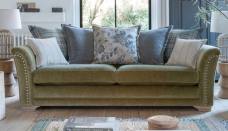Alstons Evesham grand pillow back sofa in 4660, 3 pillows in 4590, 2 pillows in 4918, small scatters in 4470