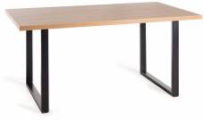 The Bentley Designs Ramsay Rustic Oak Effect Melamine 6 Seater Dining Table with U Shape Sand Black Powder Coated Legs 