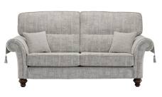 Balmoral 3 seater shown in Aberdeen Floral Pebble fabric with Scotland Plain outer and Kilmarnock Pinstripe Pebble scatter cushions