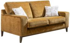 Alstons Fairmont 2 seater sofa in fabric 4793, small scatter cushions in 4363, dark oak plinth