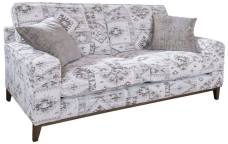 Alston Fairmont 3 seater sofa in fabric 4367, large scatter cushions in 4797, dark oak plinth feet
