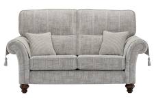 Balmoral 2.5 seater shown in Aberdeen Floral Pebble fabric with Scotland Plain outer and Kilmarnock Pinstripe Pebble scatter cushions