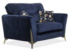 Alstons Artemis Snuggler pictured in exclusive fabric 1592, small scatter cushions in 1072, brushed gold legs.