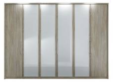 Pictured in Light Rustic Oak with 4 White Glass doors. Passe-partout frame sold separately.