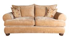 Horatio 2 seater sofa shown in Kairo Caramel fabric with scatter cushions in Burnaby Rust 
