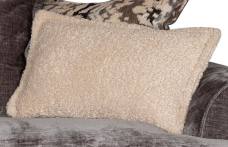 Horatio Bolster cushion shown in Larry Latte fabric 