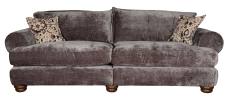 Sofa shown in Kairo Grey fabric with scatter cushions in Burnaby Mono fabric 