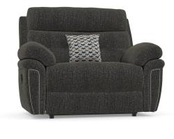Snuggler love seat shown in Emporium Black fabric 