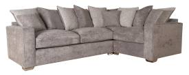 Corner group shown in Kingston grey fabric with scatter cushions in Gracie Smoke & Larry Thunder 