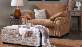 Alpine Snuggler shown in fabric 4964 with scatter cushion in 3073