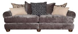 Buoyant Horatio 4 seater modular sofa shown in main fabric Kairo Grey with cushions in Burnaby Mono, Otis Mono & Larry Latte 
