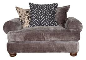 Buoyant Horatio Snuggler Love chair shownin fabric Kairo Grey 