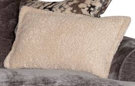 Horatio Bolster cushion shown in Larry Latte fabric 