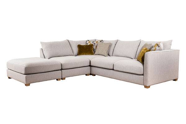 Plazzo Silver with large scatter cushions in Fielding Mustard, small scatters in Ashton Mustard and lumbar cushions in  Jazz Ochre (sold separately)