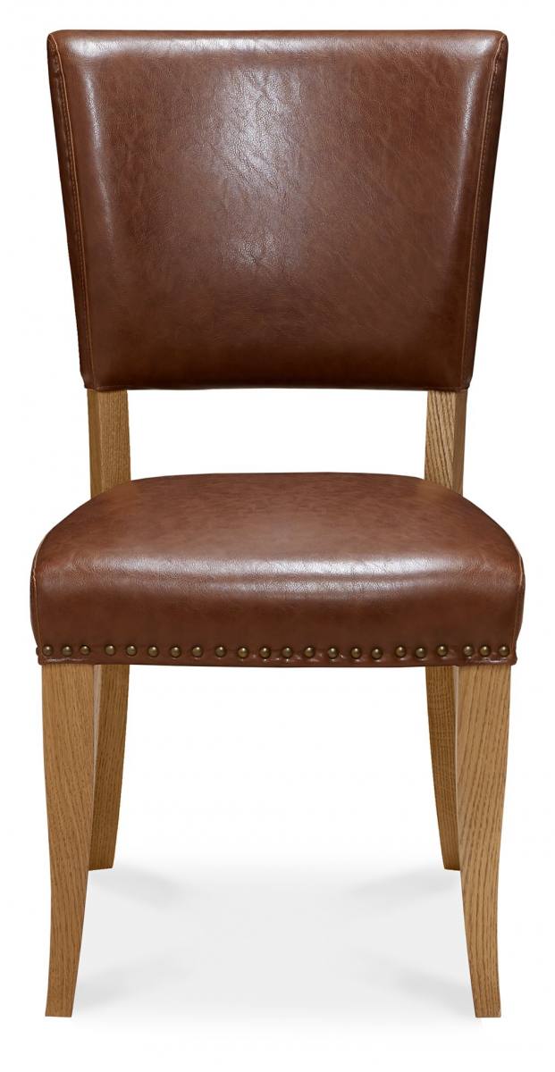 Bentley Designs - Belgrave Oak Upholstered Dining Chair (Pair) - Faux Leather - Tan