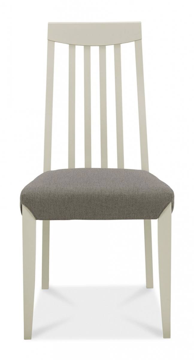 Bentley Designs - Bergen Soft Grey High Back Slatted  Dining Chairs - Titanium Fabric (Pair)