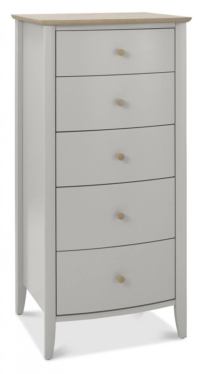 Whitby Scandi Oak & Warm Grey 5 Drawer Chest Angled View