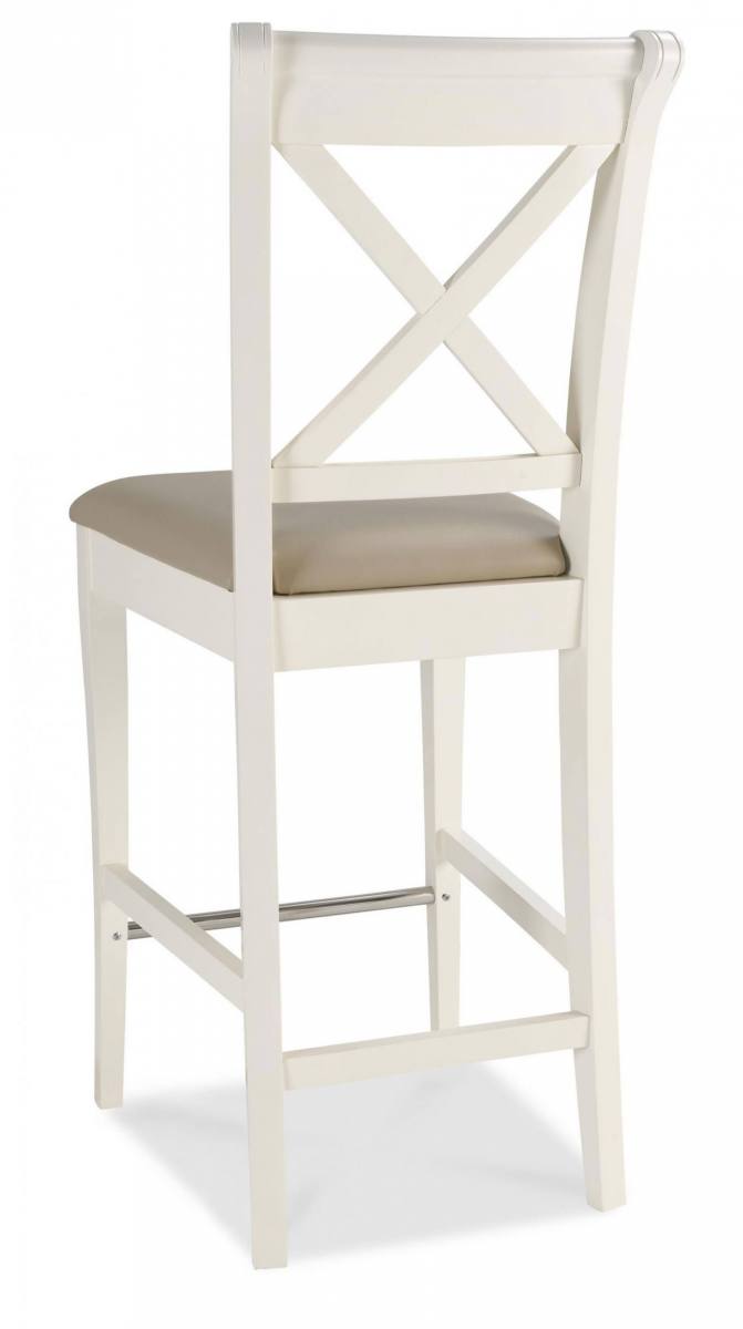 Bentley Designs Two Tone Upholstered Bar Stool - Ivory Bonded Leather