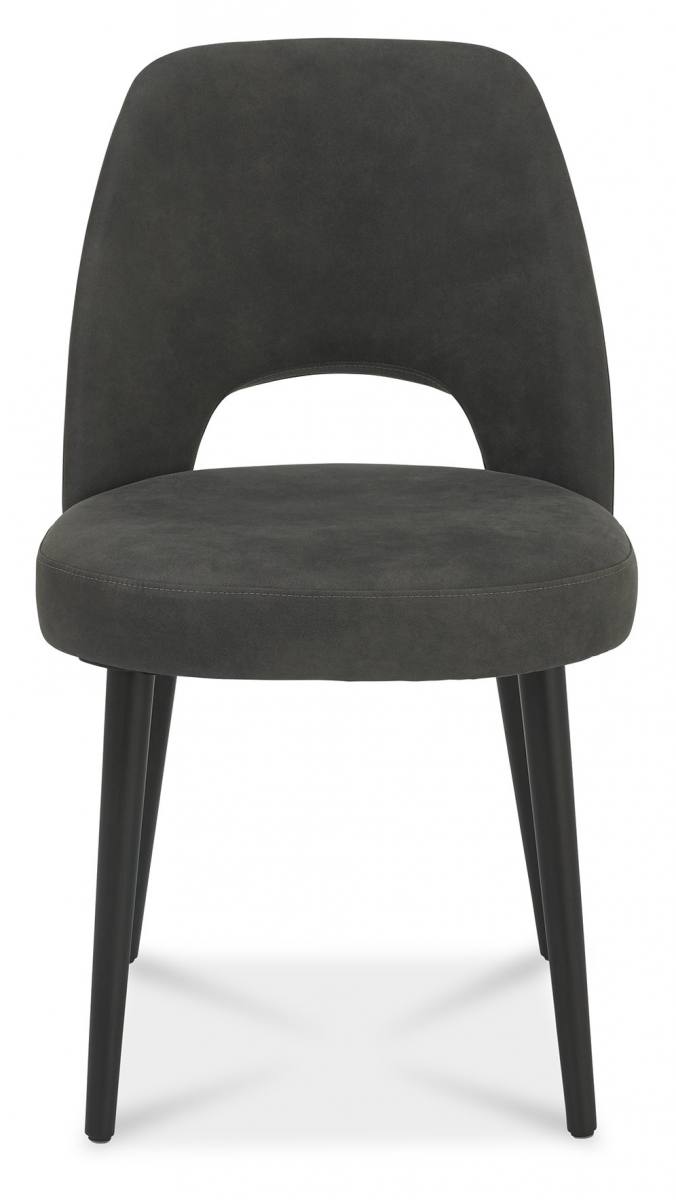 Bentley Designs Vintage Weathered Oak Upholstered Chair in Dark Grey Forward Facing