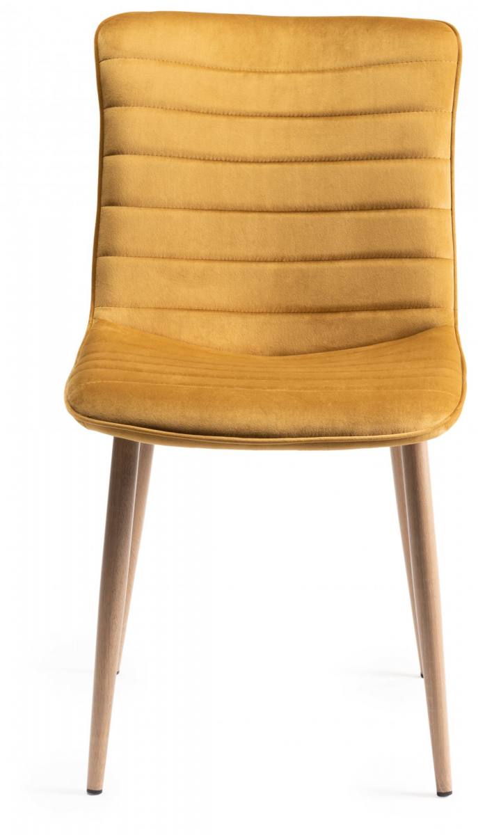 Bentley Designs Eriksen Mustard Velvet Fabric Chair With Grey Rustic Oak Effect Legs 