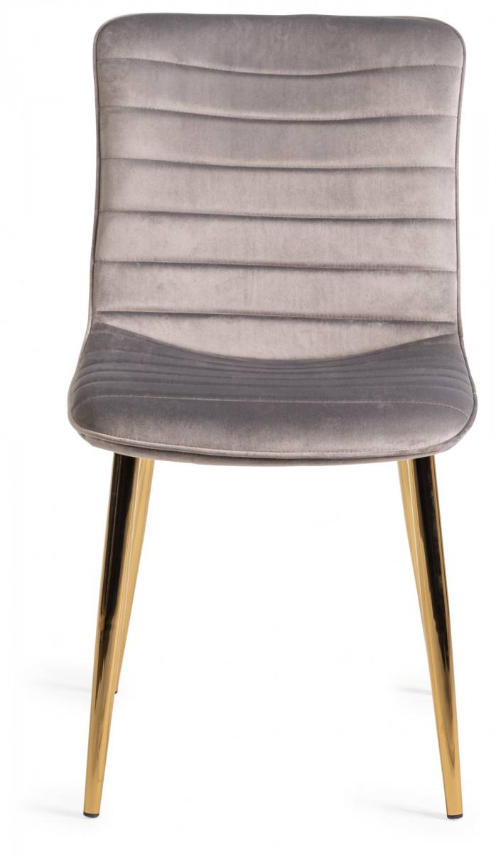 The Bentley Designs Rothko Grey Velvet Fabric Chair with Matt Gold Plated Legs 