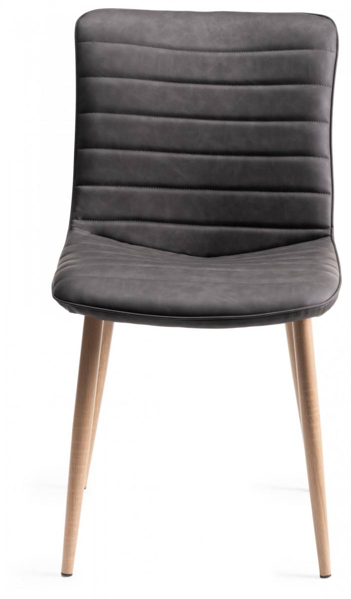 Bentley Designs Eriksen Dark Grey Faux Leather Chair with Grey Rustic Oak Effect Legs 