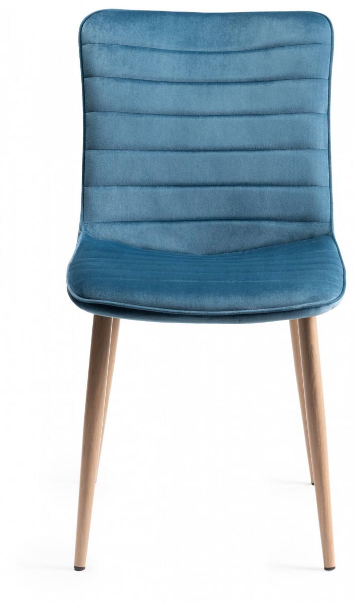 Bentley Designs Eriksen Petrol Blue Velvet Fabric Chairs with Grey Rustic Oak Effect Legs 
