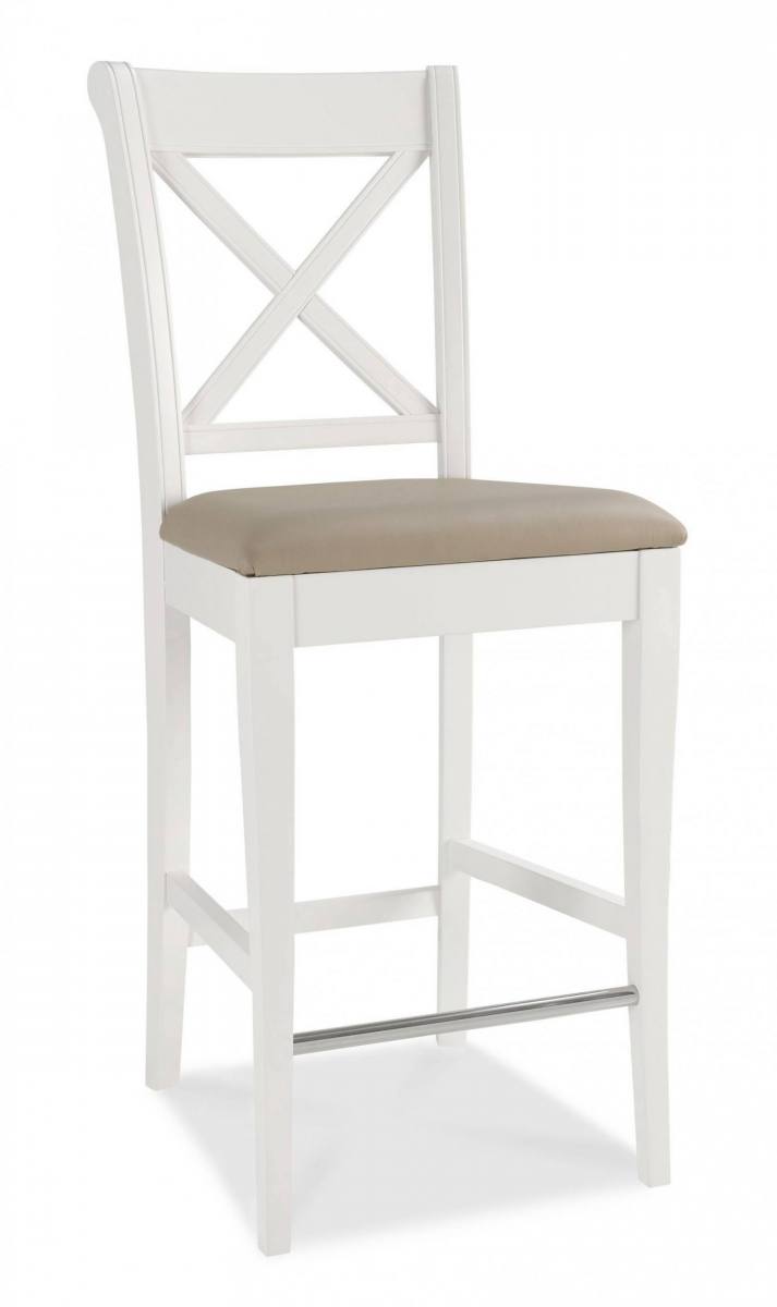 Bentley Designs Two Tone Upholstered Bar Stool - Ivory Bonded Leather