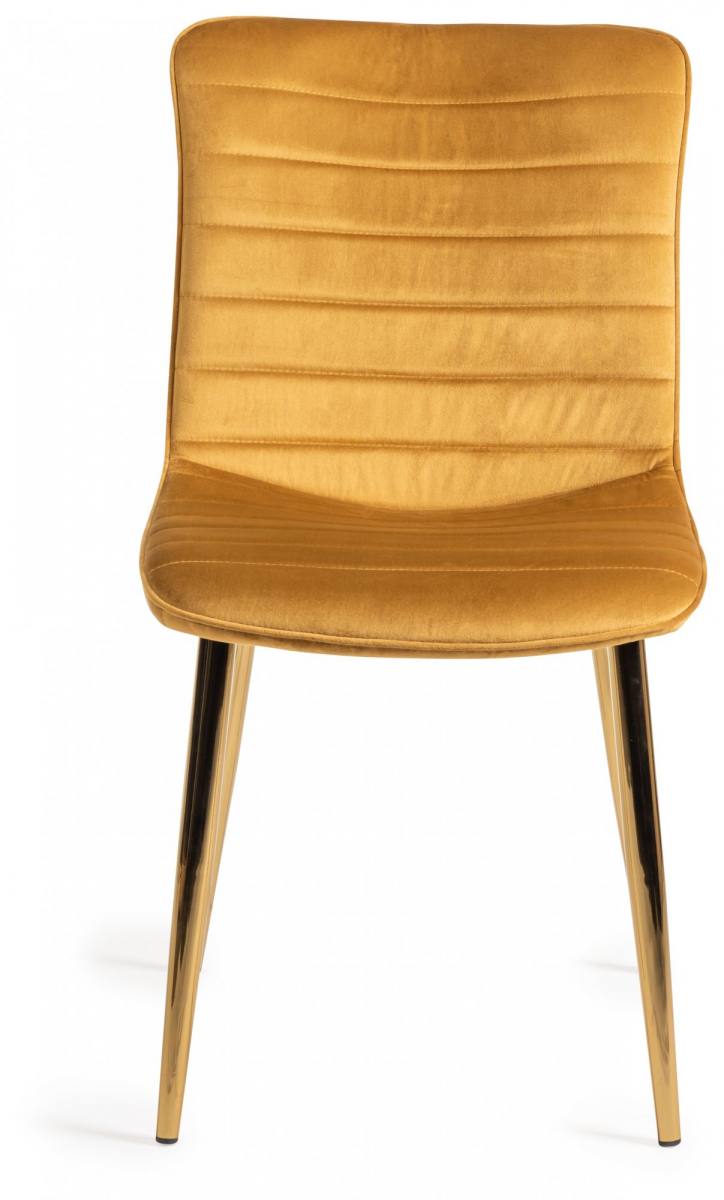 Bentley Designs Rothko Mustard Velvet Fabric Chairs with Matt Gold Legs 