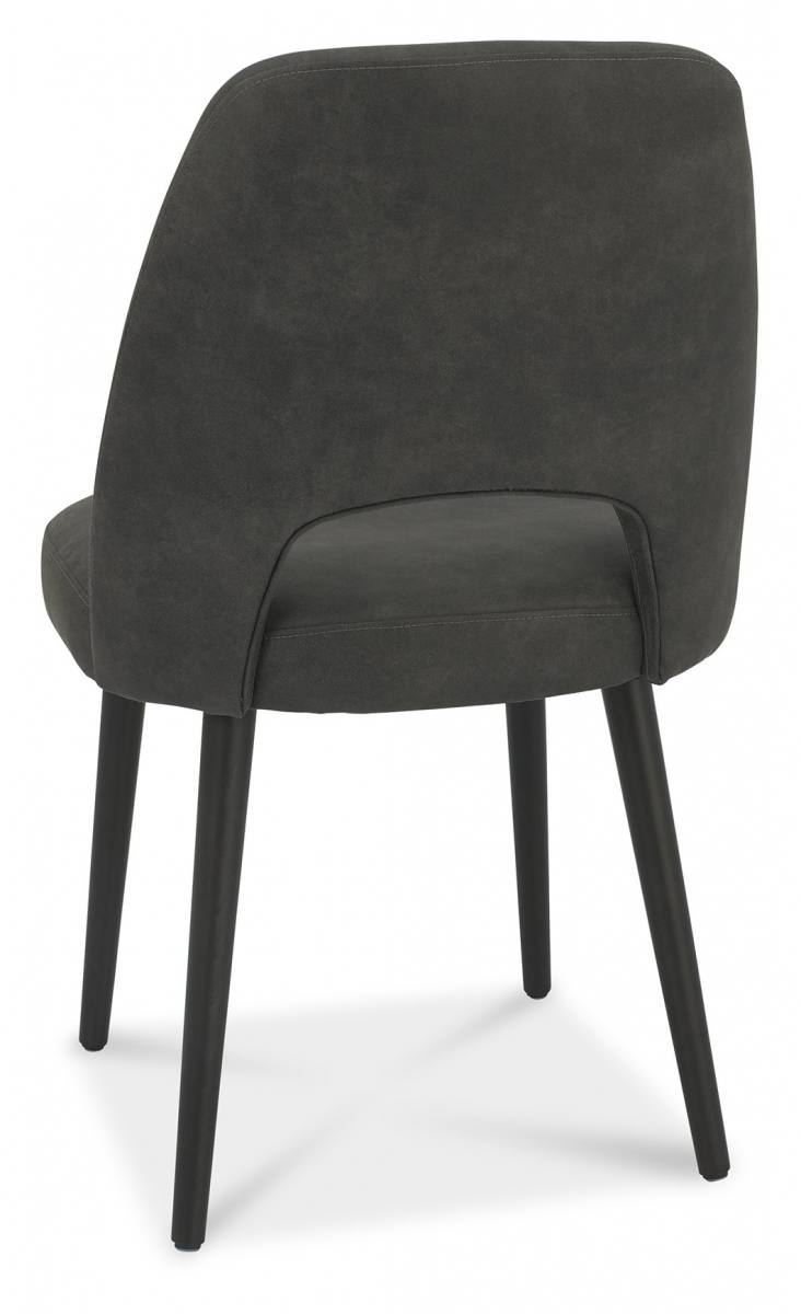 Bentley Designs Vintage Weathered Oak Upholstered Chair in Dark Grey Rear Image