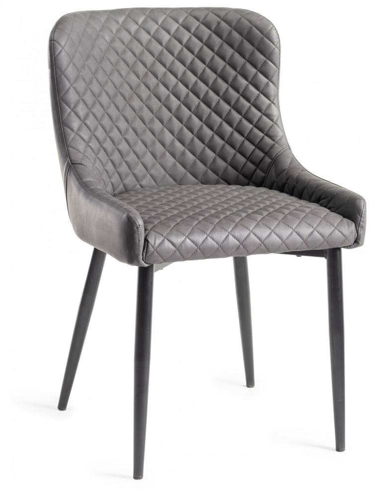 The Bentley Designs Cezanne Dark Grey Faux Leather Chairs with Sand Black Powder Coated Legs
