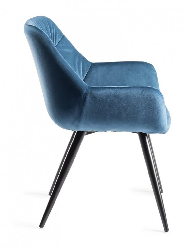 Side View of the Bentley Designs Petrol Blue Velvet Fabric Chair 