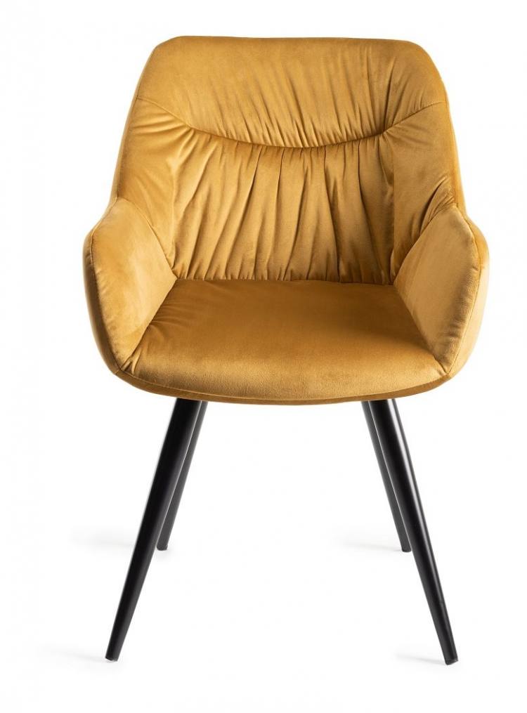 Bentley Designs Dali Mustard Velvet Fabric Chair with Black Powder Coated Legs